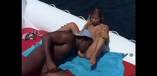  Blonde tourist fucked in the ass by a black sailor